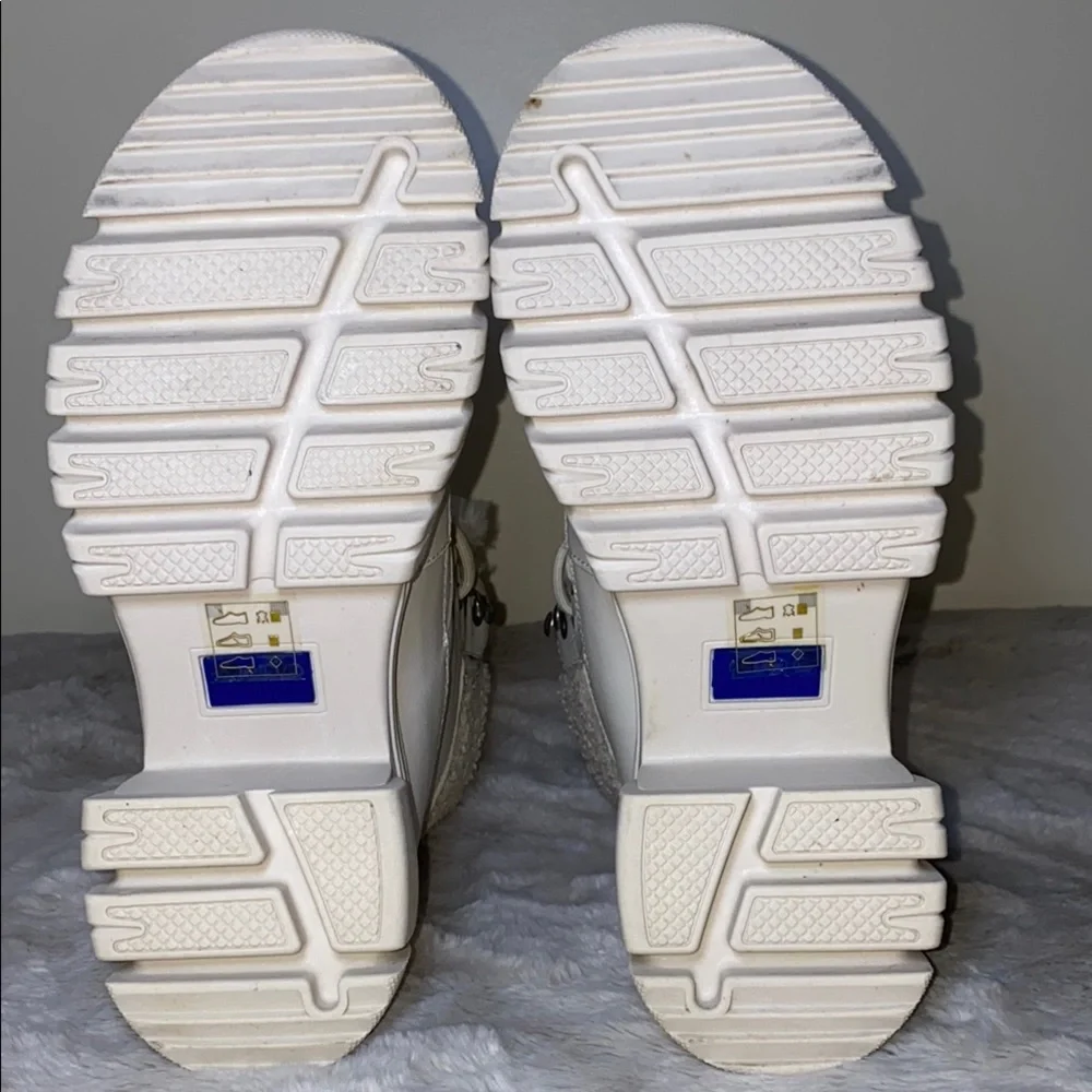 Aldo White Winter Combat Boots with Platform Waterproof
